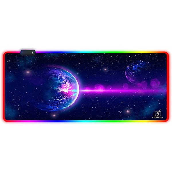 RGB Gaming Musemåtte 900 x 400 x 4mm XXL Stor Musemåtte Frynsfri Kanter Vandtæt Skrivebordsmåtte Bordmåtte Kontor Skridsikker Gaming Mus