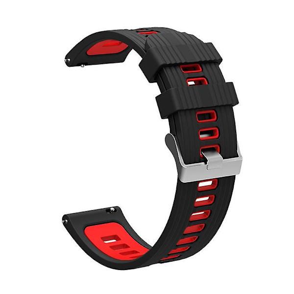 20 mm:n silikoninen urheiluranneke Samsung Galaxy Watch 6 40/44 mm:lle / Watch 4/5 40/44 mm:lle / 5 Pro 45 mm:lle, kaksiväri Black  Red
