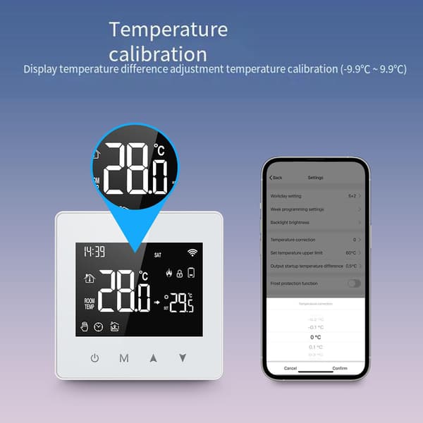 Tuya Zigbee termostat drevet av batteri
