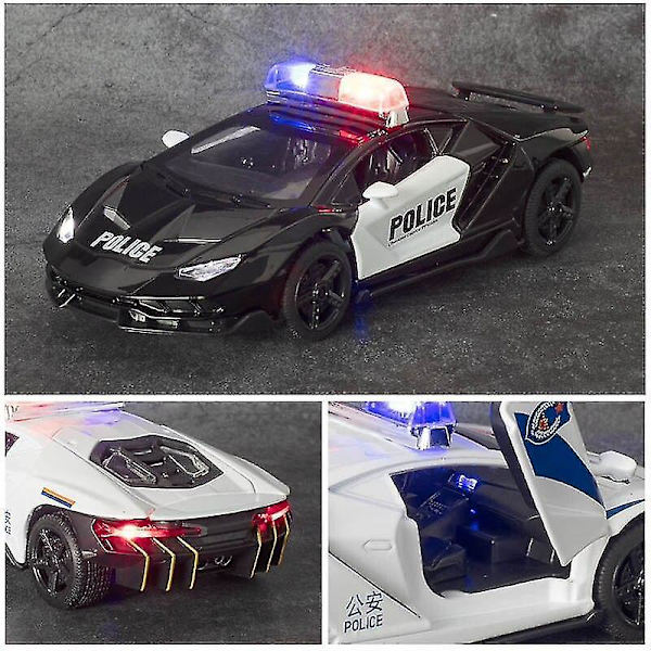 1/32 Legering Støbt Politi Model Superbil Legetøj Køretøj Lyd