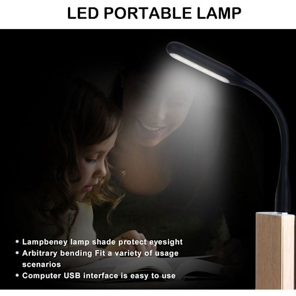 Flexibel Mini USB LED-lampa för bärbar dator, tangentbord, powerbank, Po