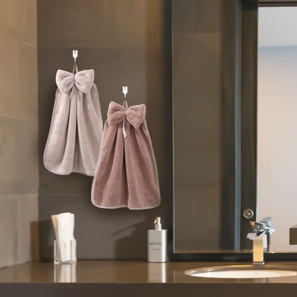 4-pack hängande handdukar med fluga, korall sammetsmikrofiber