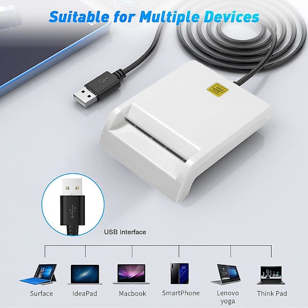 Smartkortlæser Dod Military Usb Common Access Cac Kompatibel med Windows, Mac Os og