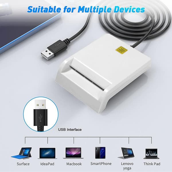 Smartkortleser Dod Military Usb Common Access Cac Kompatibel med Windows, Mac Os og