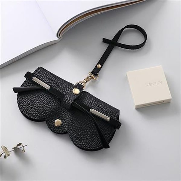 1 stk Retro Læder Håndlavet Brille Etui Solbriller Briller Pro Black