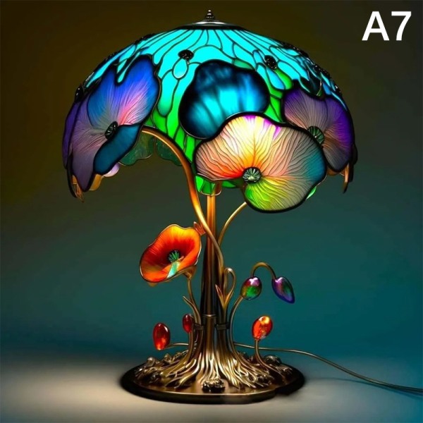 Vintage stained glass series lamps mushroom snail octopus