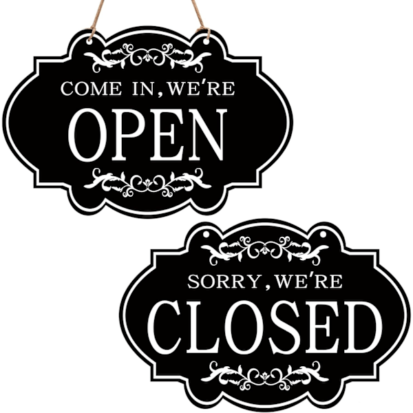 Open closed sign (30 x 20 cm), double-sided reversible entrance W