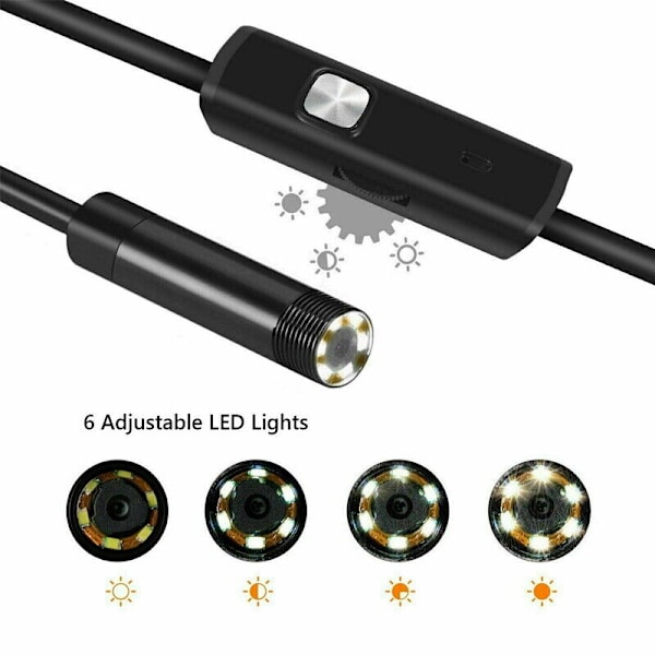 USB LED-endoskop 2-10M Vattentät Endoskop Inspektionskamera för Android PC