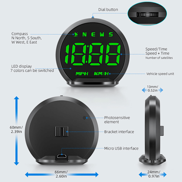 1/2 G13 för GPS Head Up Display Head Up Display Display