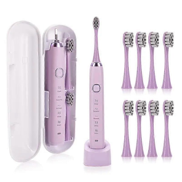Sarmocare S100 IPX7 Vedenkestävä Kannettava Sonic Sähköhammasharja 8 Harjaspäällä[qb] Purple