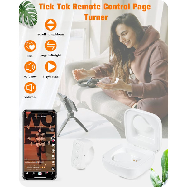Fjernkontroll Kindle App Sidevender, Bluetooth-kamera Videoopptaker Fjernkontroll, Scroll Ring for iPhone, iPad, iOS, Android - Kontroller