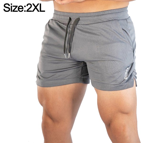Grå Sports Shorts Fitness for Menn Tynn Casual Mesh