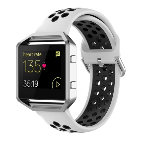 För Fitbit Versa 2 / Versa / Versa Lite / Blaze 23mm Sport Tvåfärgad Silikonersättning Rem Armband White Black