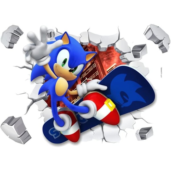 Sonic-seinätarra, lasten piirretty makuuhuoneen taustaseinän koristelu itseliimautuva seinätarra, juhlatarvikkeet