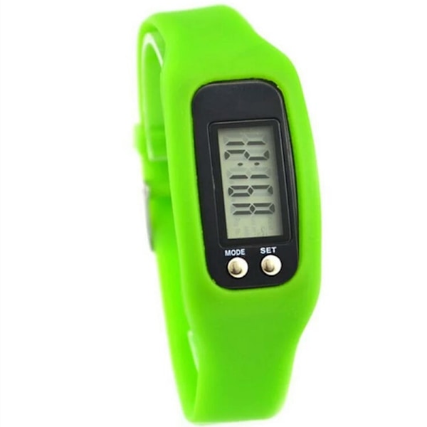 Klocka med LCD-skärm Enkel användning Promenad Fitness Tracker Armband Digital Stegräknare Green