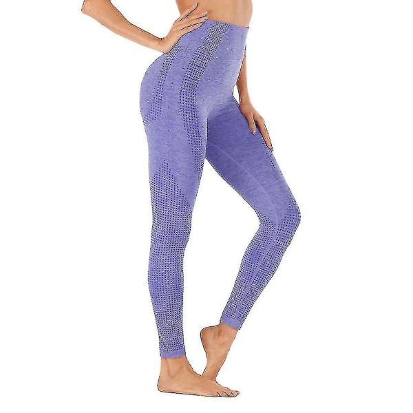 Naisten saumattomat leggings-housut korkeavyötäröiset treeni kuntosali booty butt lifting -housut trumpet housut nainen juoksu-c violetti Purple S