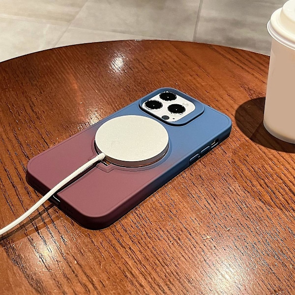 Gradient Color Magsafe-deksel kompatibel med Iphone 15 Pro Max, mykt Tpu-deksel med magnetisk usynlig stativ grønn-blå Green-Blue For iPhone 15 Pro Max