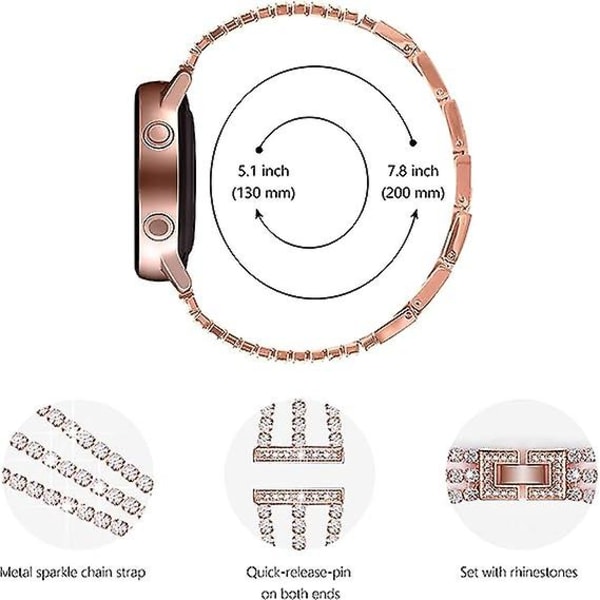 Kompatibel med Samsung Galaxy Watch 4 Rem 40mm 44mm, 20mm Rem til Galaxy Watch Active 2 Rem 40mm 44mm, til Garmin Vivoactive 3 Rem