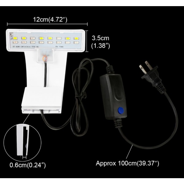 Akvarielampe (sort), Clip på akvarielampe 3 farver LED-belysning Akvarielampe Akvarielys 220
