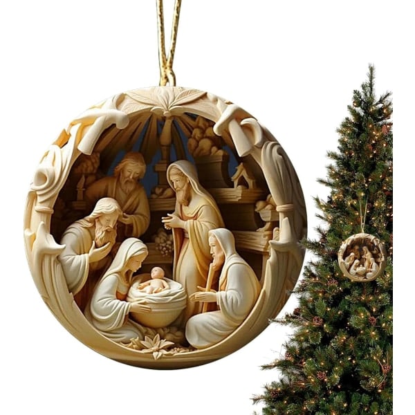 Akrylhängande julkrubba ornament 4