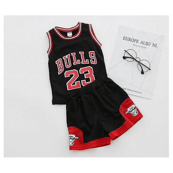 23 Michael Jordan Bulls Basketbolltröjor Korta Kostymer Svart black 130 cm