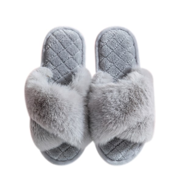 Pehmeät plushiset majakka-tossut naisille harmaa grey 9