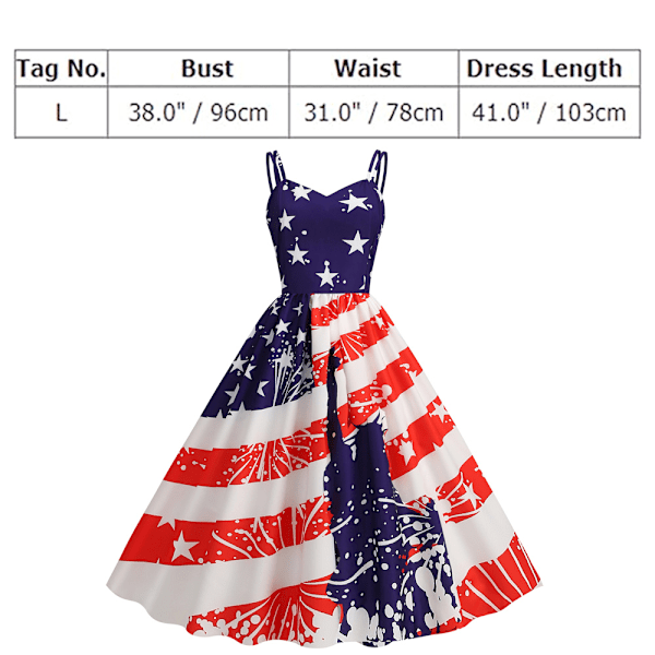 Patriotisk Kjole 4. juli Amerikansk Flag Sleeveless Kjole Retro