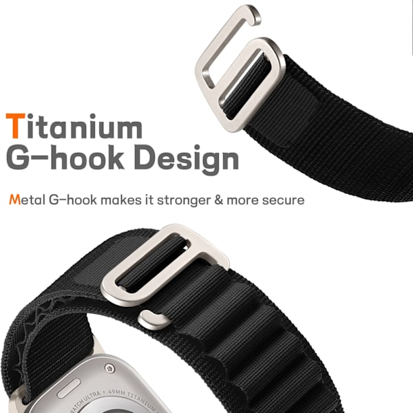 Nylonarmband Kompatibelt med Apple Watch Ultra Armband 49mm 45mm 44mm 42mm, Armband Sportarmband för iWatch Ultra/8/7/6/5/4/3/2/1/SE, Svart