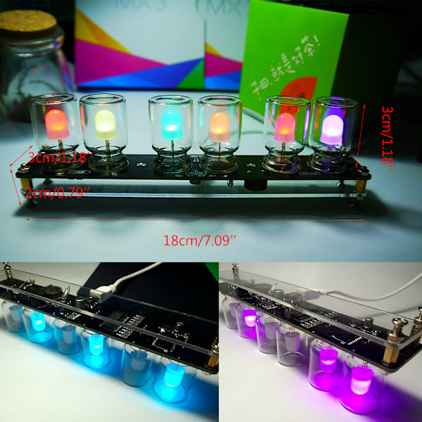 Imitera fullfärg RGB-glödrörsklocka present kreativ RGB-färgklockkit 51 SCM DIY elektroniskt kit färgglad ljusklocka