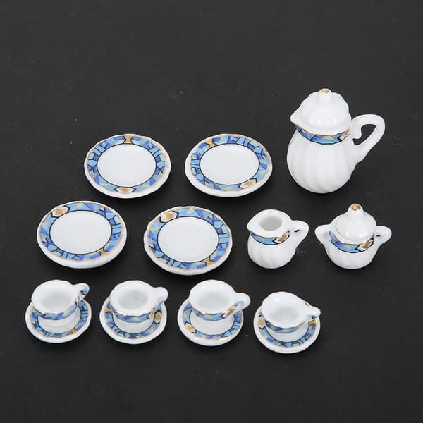 1:12 Dockhuskök Miniatyr 15 st Porslinsblommiga Tekoppar Set Dekorationssamling (#2)