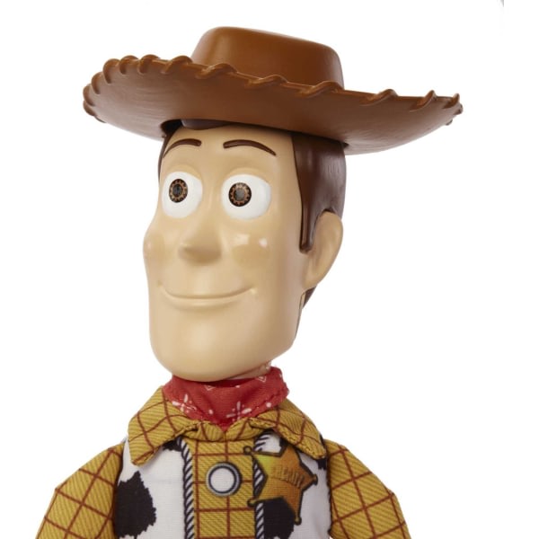 Disney ja Pixarin Toy Story -elokuvan lelut, puhuva Woody-hahmo ja riepunukke, 20 lausetta, vetovälilehti aktivoi äänen, Roundup Fun Woody