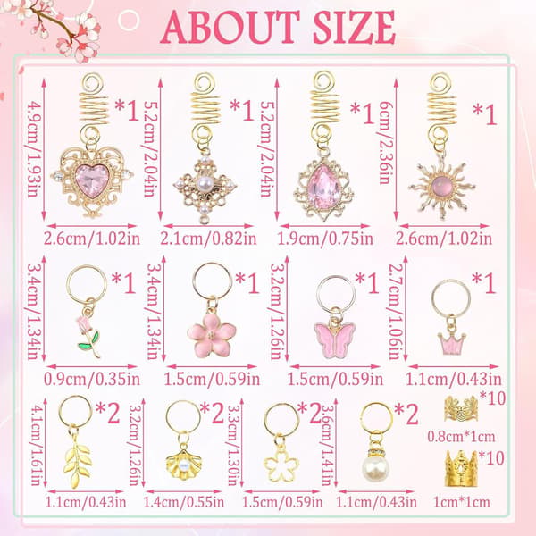 Glitrende Rhinestone Hårklemmer Sæt, Dreadlock Smykker med Blomster Hjerte Sommerfugl Charms til DIY Hårstyling JH-378