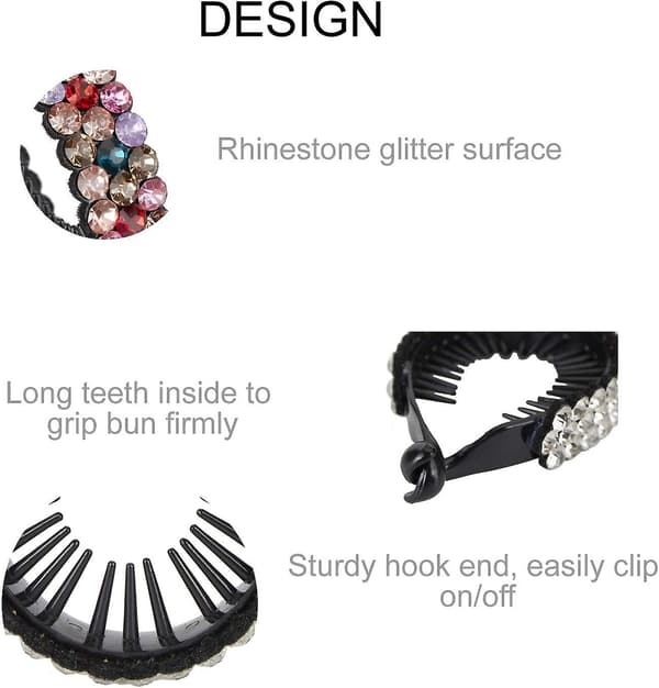 4 stk Oversized Rhinestone pyntet skinnende plast hårklemmer