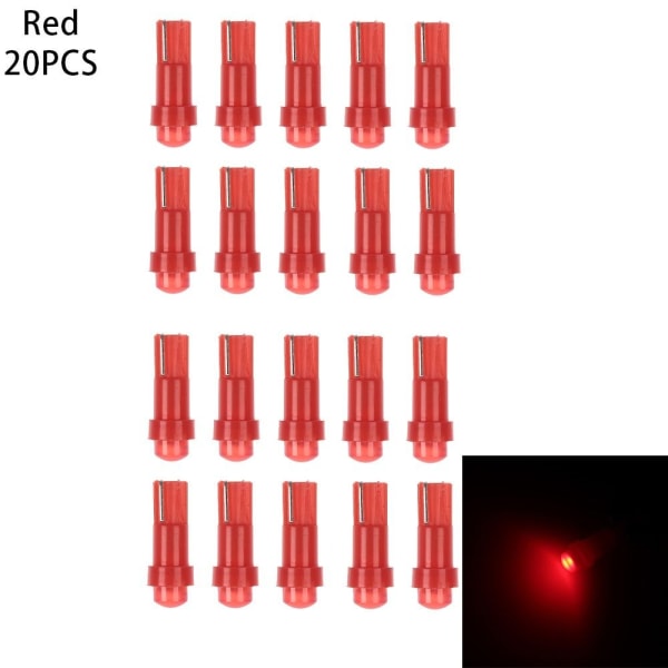 T5 LED-lys Instrumentbrætlys RØD 20STK 20STK Rød Red 20Pcs-20Pcs