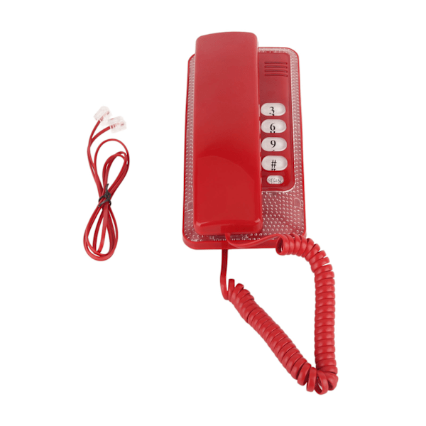 KXT‑438 Wall Mounted Home Phone Corded Phone with Speed ​​Dial Quick Flash Silent Function for Home Hotel School Office Red