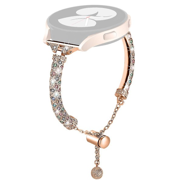 20mm ur til Samsung Galaxy Watch6 40mm 44mm/Watch6 Classic 43mm 47mm/ Watch 4/5 40mm 44mm Rose Gold Colorful Rhinestone