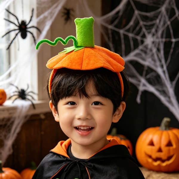 Græskar Hårbånd til Halloweenfest, 3D Plys Hårbøjle Kostume Tilbehør til Børn og Voksne 2