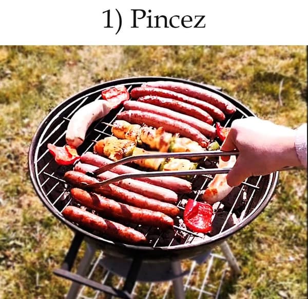 Stor multifunksjonell grilltang i rustfritt stål med hjul, størrelse 50 cm