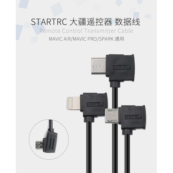 STARTRC 10cm Lightning til Micro USB Konverteringskontakt Datakabel for DJI Mavic Mini / Air, Shark Fjernkontroll