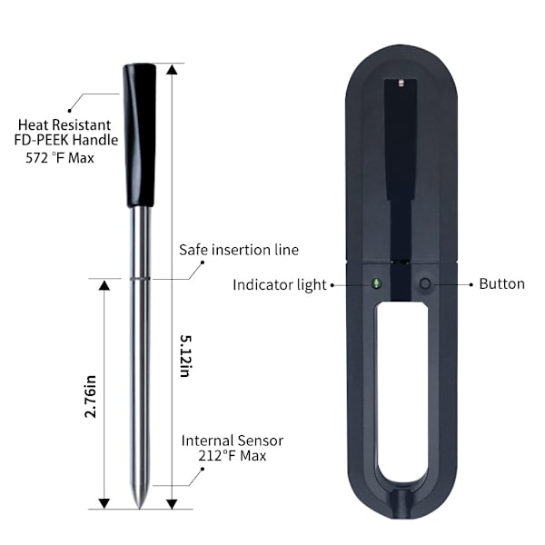 Trådlös Smart Kötttermometer, Ugn Grilltermometer med Bluetooth