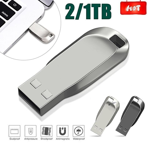 USB 3.0 2TB Flash Drive Pendrive Höghastighets Data Minneslagring Flash Disk Stick db Svart Black 1TB