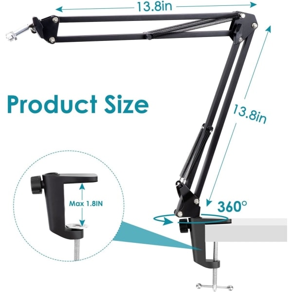 Mikrofoniteline - Ammattimainen teline HyperX QuadCast S -kondensaattorimikrofonille