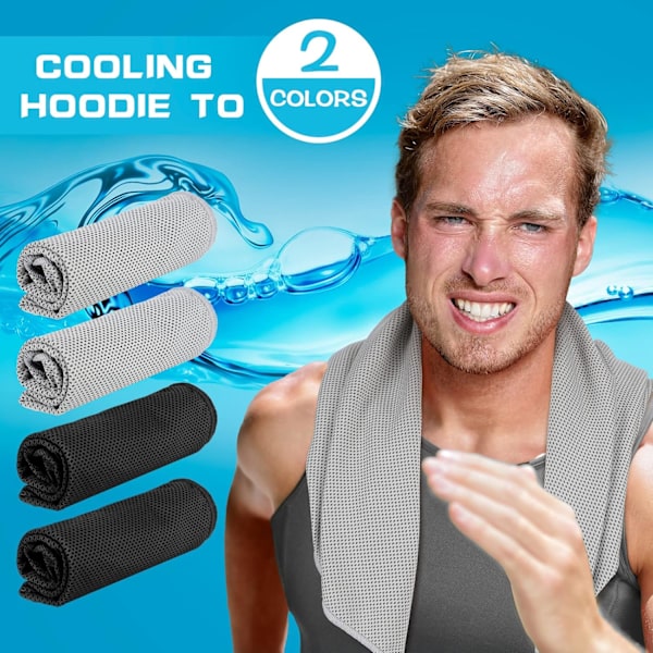 Herre hætte køle håndklæde, hals og ansigt køle håndklæde, køle bandana til sport, motion, camping sort og grå Black and Gray 4 pcs
