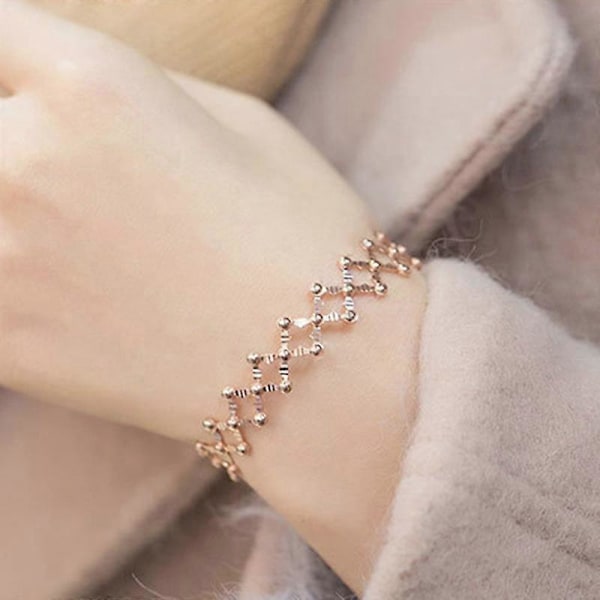 S925 Silver Ringarmband 2-i-1 Transformerbart Ringarmband Teleskopiskt Ring för Kvinnor DB Gol Gold with diamond