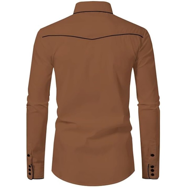 Western Cowboy-skjorte for menn, fasjonabel og slank design, Coffee2 Coffee2 M