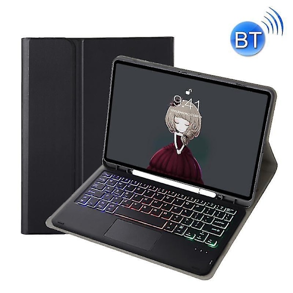 Samsung Galaxy Tab S6 Lite A610b-as Læder Tablet Cover med Fåreskindstekstur og Bagbelyst Bluetooth Tastatur[qb]