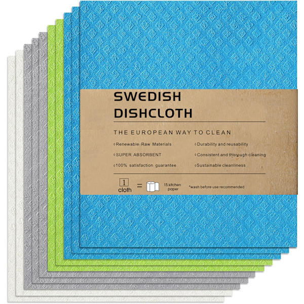 Oppvaskklut 19,5*17*0,2 cm Bomullsklut laget av tremasse Avfettet oppvaskklut Økologisk oppvaskklut laget av trefibre Resirkulerbar Set of 10-4