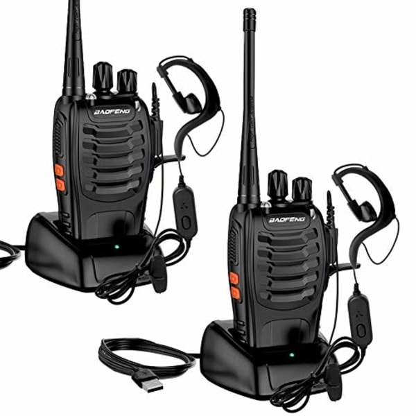 2X Walkie Talkies, Sayapeiy BF-888S Set 1500mAh 16 Channels 1-3km Range Rechargeable Radio Reception, With Portable Dual Headphone