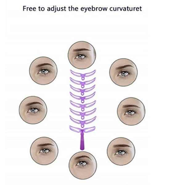 Øjenbrynsskabelon Retouchering Styling Skabelon Makeup Værktøjssæt, 8 Styles