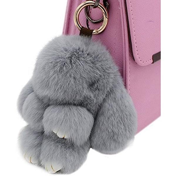 Fluffy Bunny Nøglering Sød Plys Bunny Nøgleringe Damer Taske Pom Pom Elskelig Nøglering IC